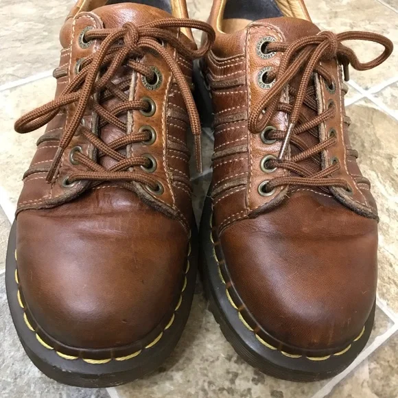 Dr. Martens Leather Chunky Oxford Low Top Shoes Women 7 Brown Vintage 12037 - Picture 8 of 16